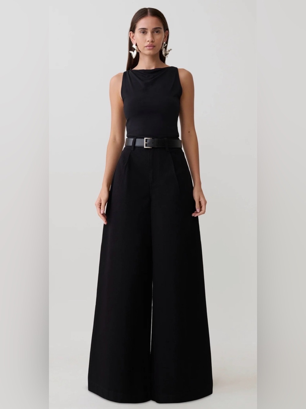 H&M Black Wide-Leg High-Waist Palazzo Pants